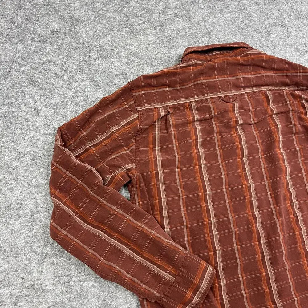 The North Face Shirt Mens M Red Brown Plaid Button Up Casual Pocket Outdoors